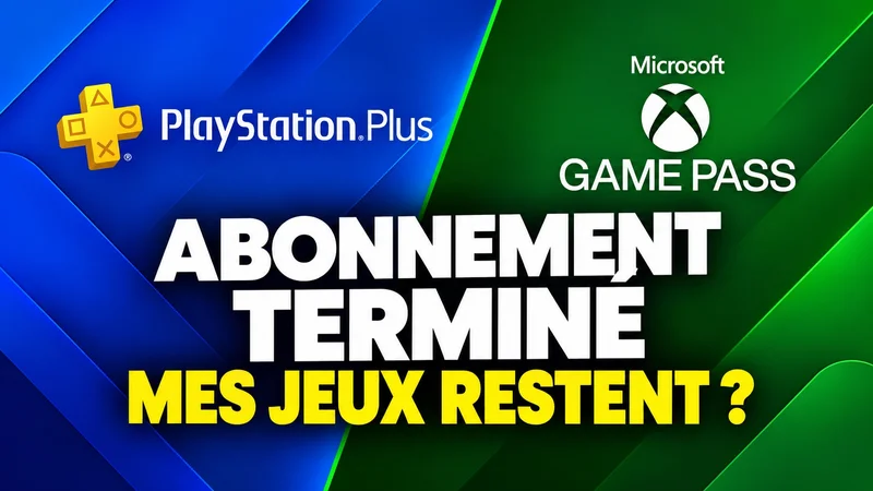 Logos PlayStation Plus et Xbox Game Pass avec la question Abonnement terminé, mes jeux restent ?